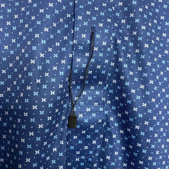 Collars & Co Polo Shirt Mens L Blue Los Cabos Star Golf Preppy Dress Collar NEW - Picture 5 of 8